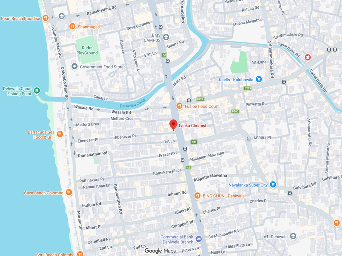 Map of Lanka Chemist, No. 34 Galle Road, Dehiwala